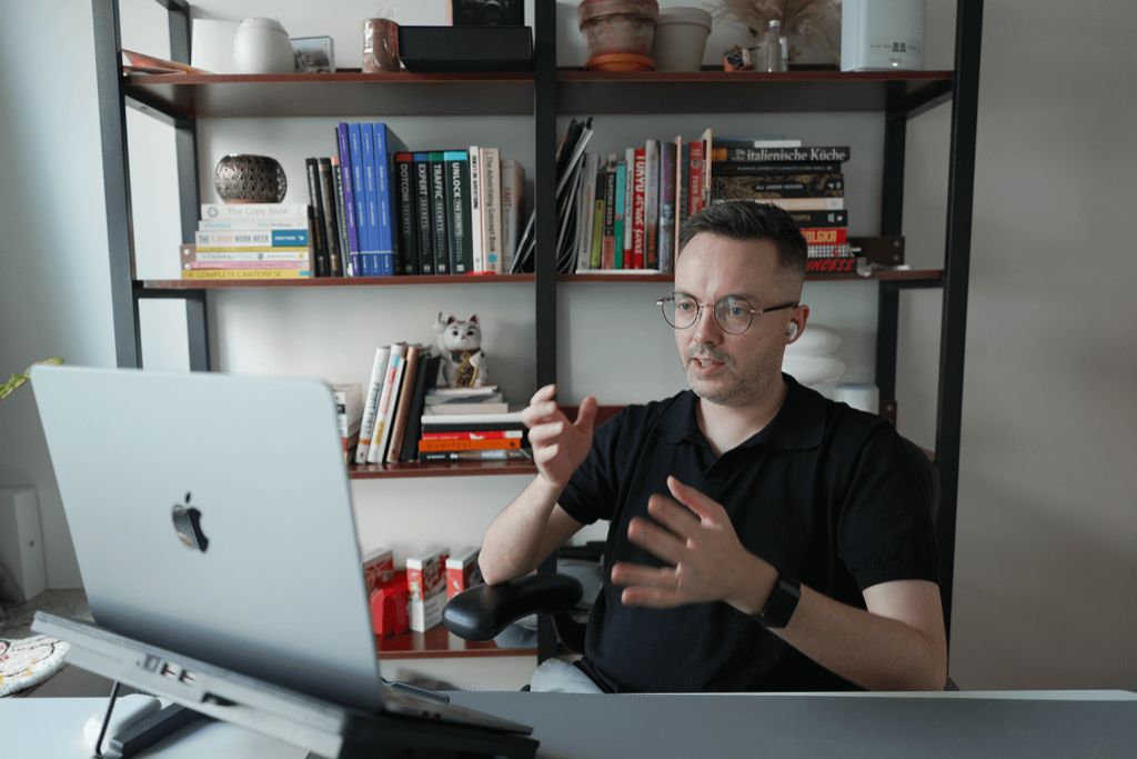 Robert working with a client